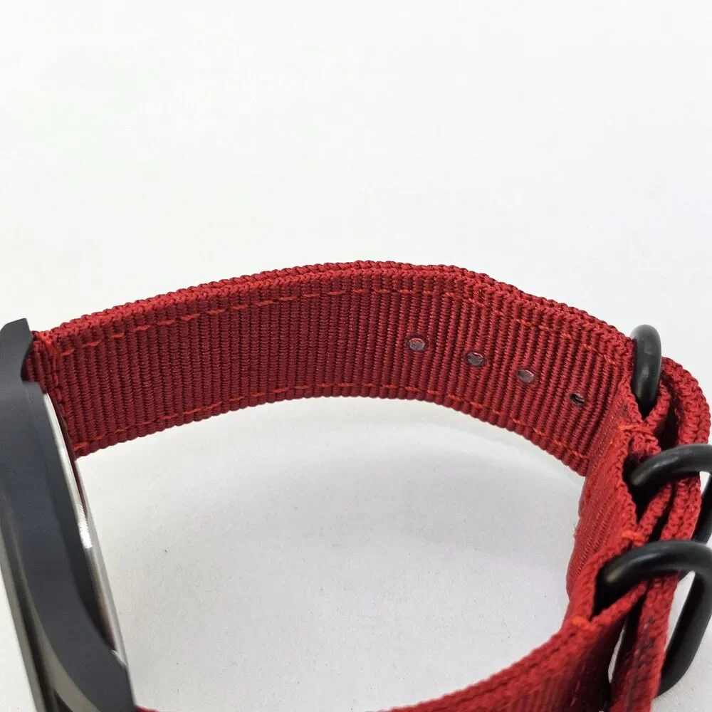 Men's Field Military Watch 42MM Black‎ Case Black Dial Red Canvas Band Straps